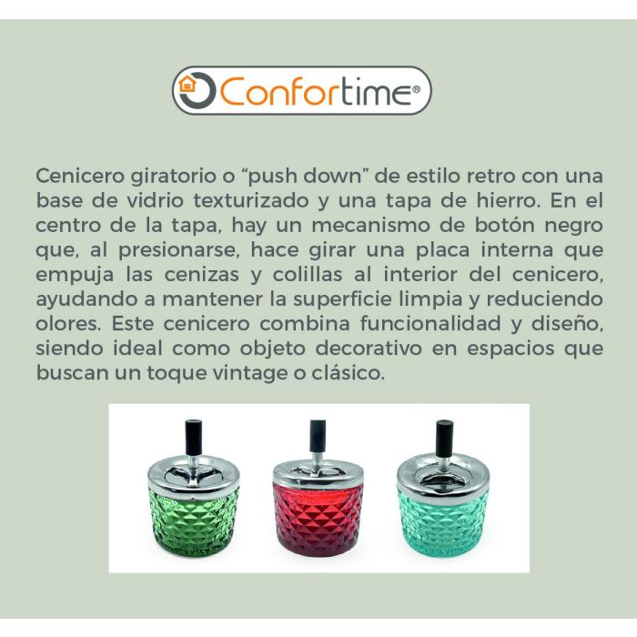 Cenicero de Vidrio Push 9.5 x 13 cm - Confortime (24 Unidades) 2 Cenicero de Vidrio Push 9.5 x 13 cm - Confortime (24 Unidades) 2
