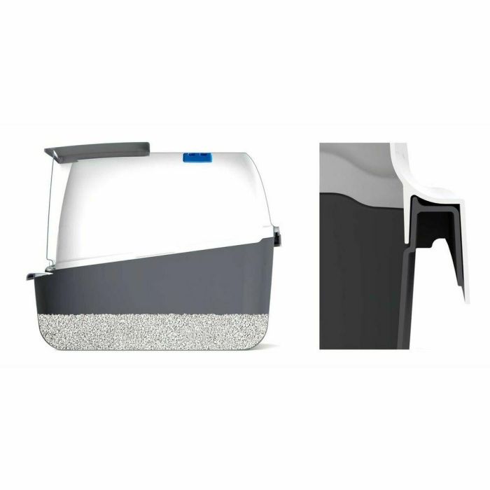 Catit Caja de Arena Cubierta para Gato, Tapa Grande Elevable, Color Gris, con Privacidad y Retención de Arena, Fácil Limpieza, 40x55x45 cm 3