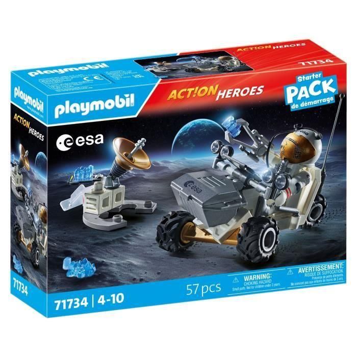 Playmobil Starter Pack Misión Espacial 71734 Juguete Astronauta Explora Luna Vehículo Intergaláctico +4 Años