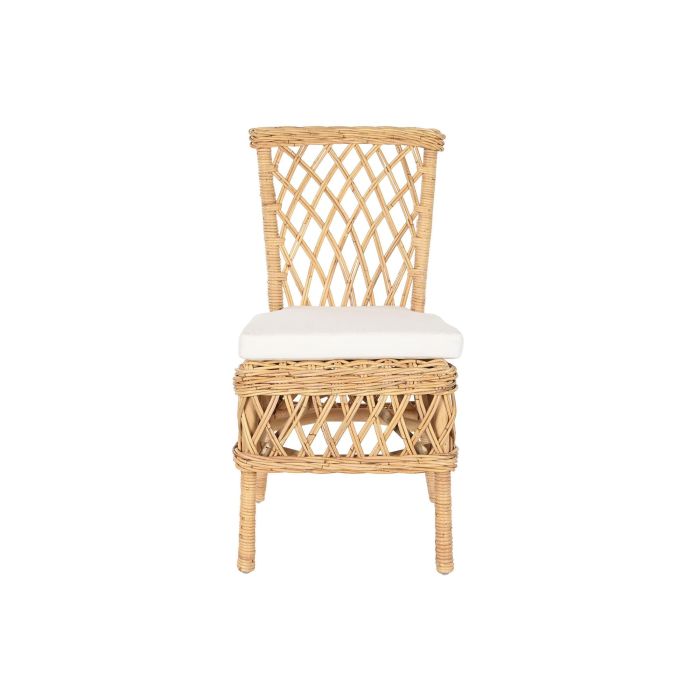 DKD Home Decor Silla Balines Ratan Natural Blanco con Cojín 58 x 90 x 47 cm 4