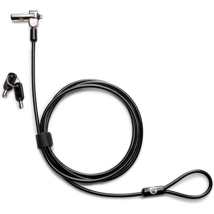 HP Nano Keyed Cable Lock, Candado de Cable de Perfil Fino para Notebook y Tablet. Máxima Seguridad Antirrobo en Oficina y Áreas Públicas