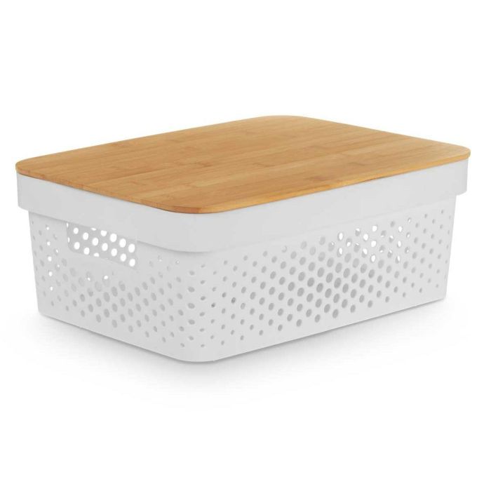 Caja Multiusos Kinvara CH52980 (27) Blanco Marrón Bambú Polipropileno 35,7 x 14 x 26,2 cm (6 Unidades) 4