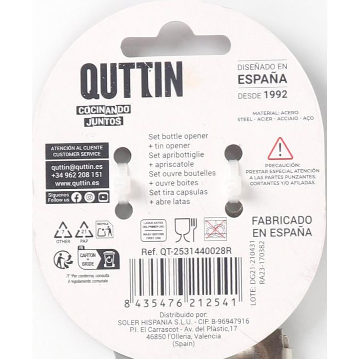 Set Abrelatas 8 cm + Abrebotellas 10.5 cm Qutt - Inde (24 Cajas) 1 Set Abrelatas 8 cm + Abrebotellas 10.5 cm Qutt - Inde (24 Cajas) 1