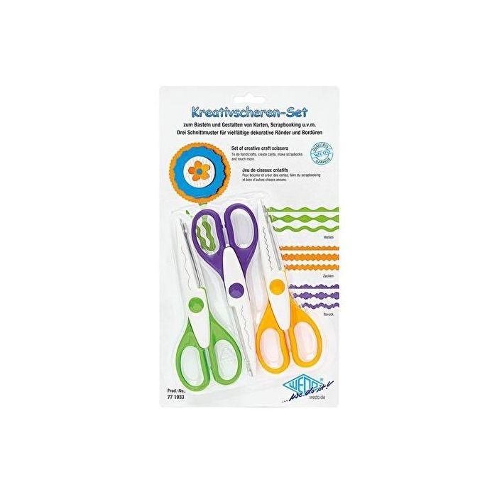 WEDO Set de 3 Tijeras Creativas 16 cm con 3 Cortes Surtidos