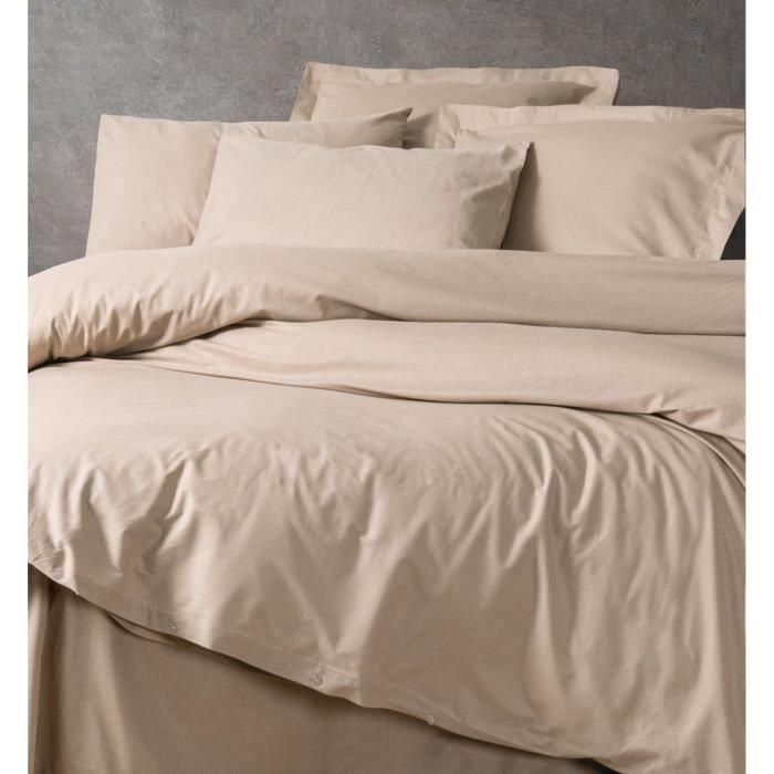 Juego de cama - 1 funda nórdica 220x240 cm + 2 fundas de almohada 60x60 cm - 100% algodón - Beige 3 Juego de cama - 1 funda nórdica 220x240 cm + 2 fundas de almohada 60x60 cm - 100% algodón - Beige 3