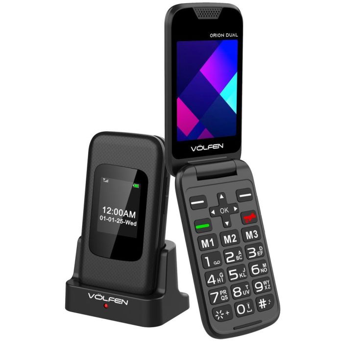 Volfen Orion Dual Max Teléfono Móvil Dual SIM con Pantalla de 2.8", Botones Grandes y Base de Carga Tipo C