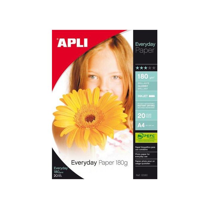 Papel Inkjet Apli Foto A4 180G 20H Everyday Glossy