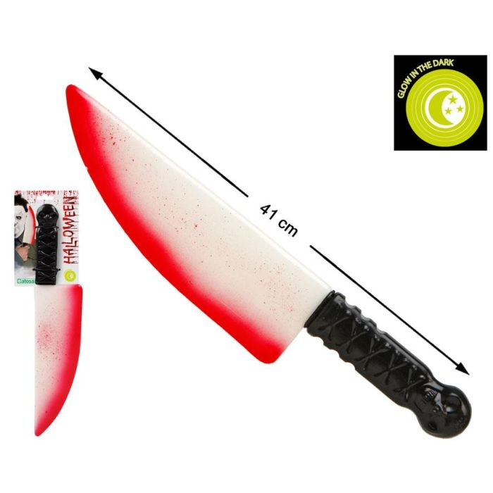 Cuchillo Manchado De Sangre 41 cm Con Efecto Brillo En La Oscuridad, Accesorio Halloween Adulto 0 Cuchillo Manchado De Sangre 41 cm Con Efecto Brillo En La Oscuridad, Accesorio Halloween Adulto 0