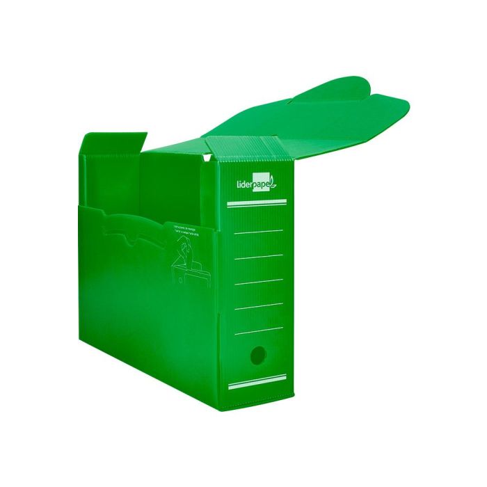 Caja Archivo Definitivo Plastico Liderpapel Lomo 100 mm Verde 360x100x260 mm 5 unidades 5