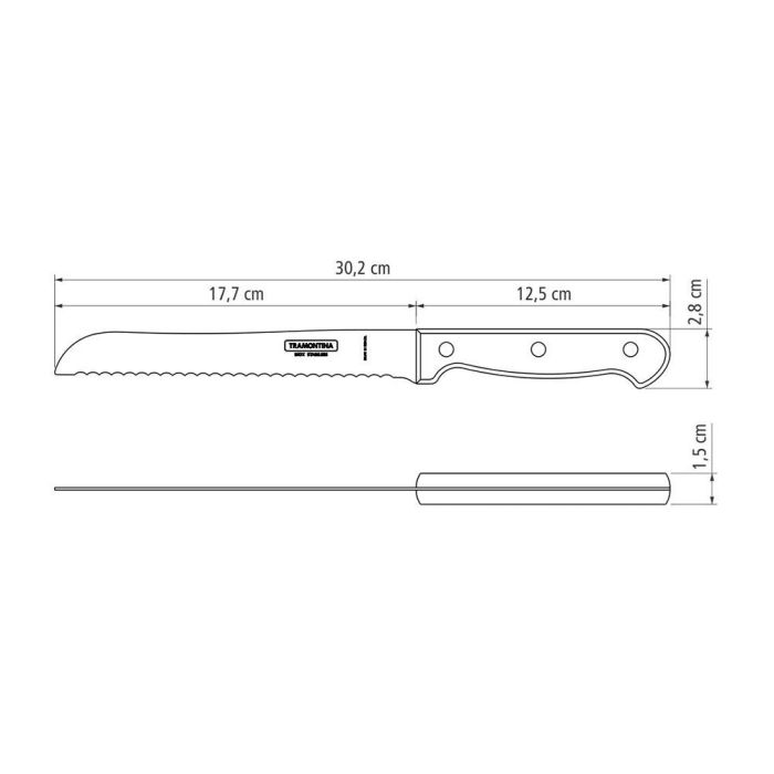 Cuchillo polywood castaño para pan 17,7 cm 3