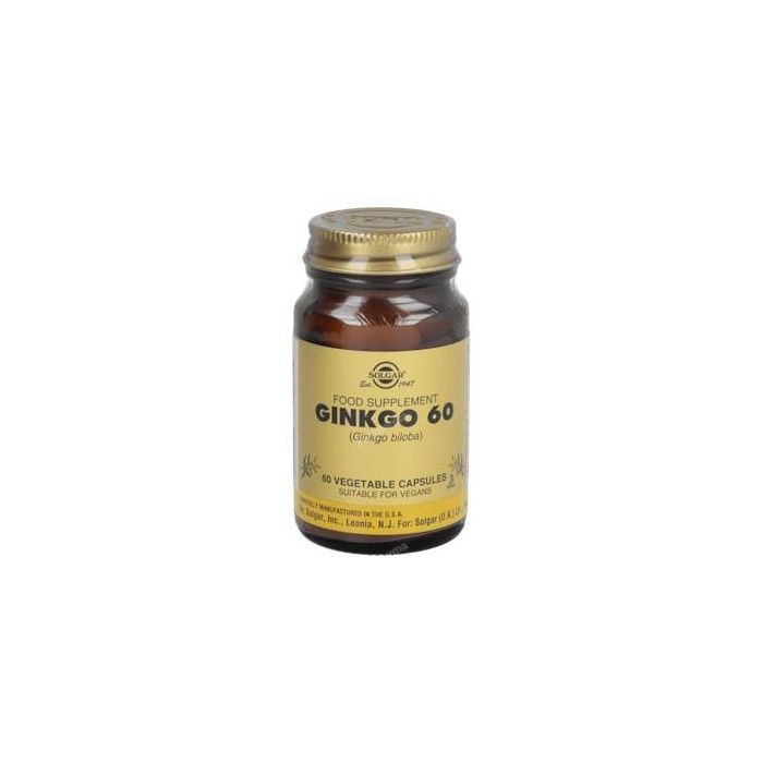 SOLGAR Ginkgo Biloba 60 mg, Soporte Circulatorio, 60 Cápsulas Vegetales