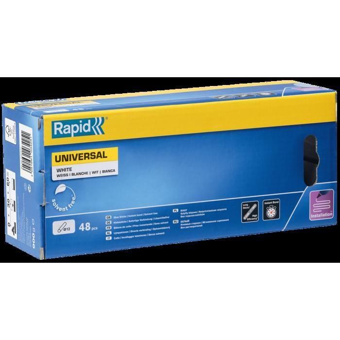 Pegamento - RAPID - Ø12mm - 48 barras - Blanco - Alta fluidez - Tiempo de fraguado 15 seg 5 Pegamento - RAPID - Ø12mm - 48 barras - Blanco - Alta fluidez - Tiempo de fraguado 15 seg 5