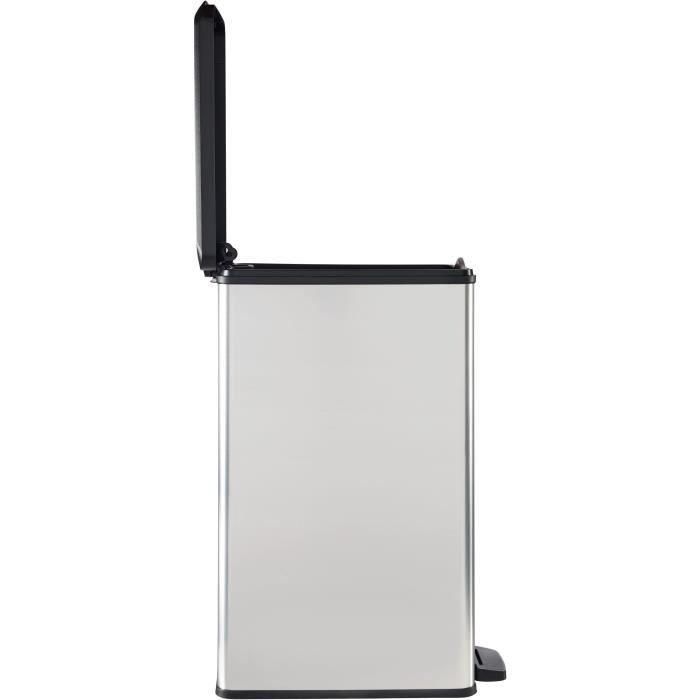 Curver CUR3253922340304 Papelera Slim Bin 40L, Ahorro Espacio, Gris Metalizado, 40x25x61 cm 1