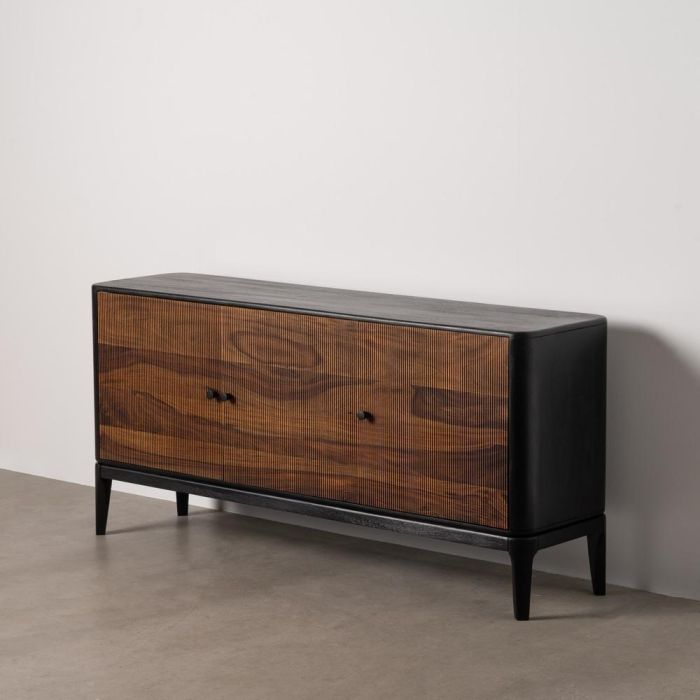 Aparador Marrón-Negro Madera Salón 160 X 40 X 75 cm