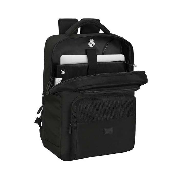 Safta Mochila Real Madrid Premium para portátil de 15,6'' con USB y 2 Bolsillos, Color Negro, 31x44x13cm 2