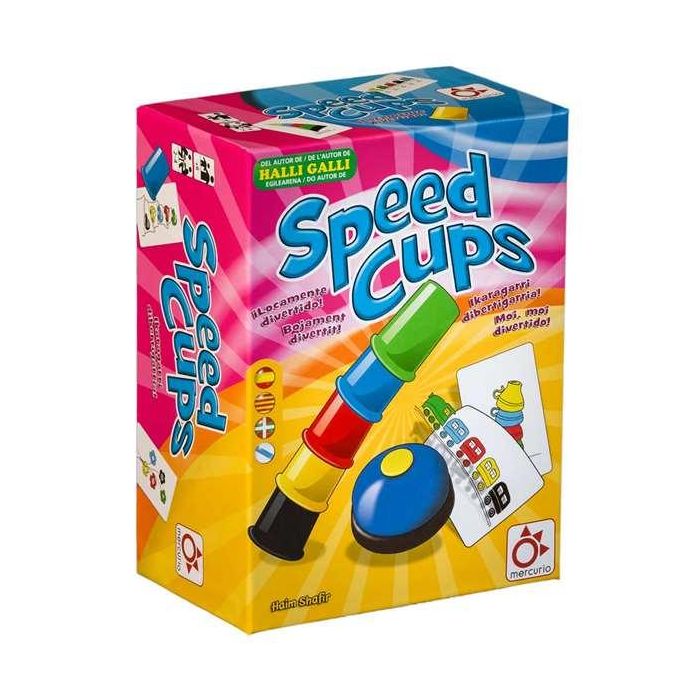 Mercurio Juego de Mesa Speed Cups Multilengua (Castellano, Catalán, Euskera, Gallego) con Cubiletes y Cartas para +6 Años