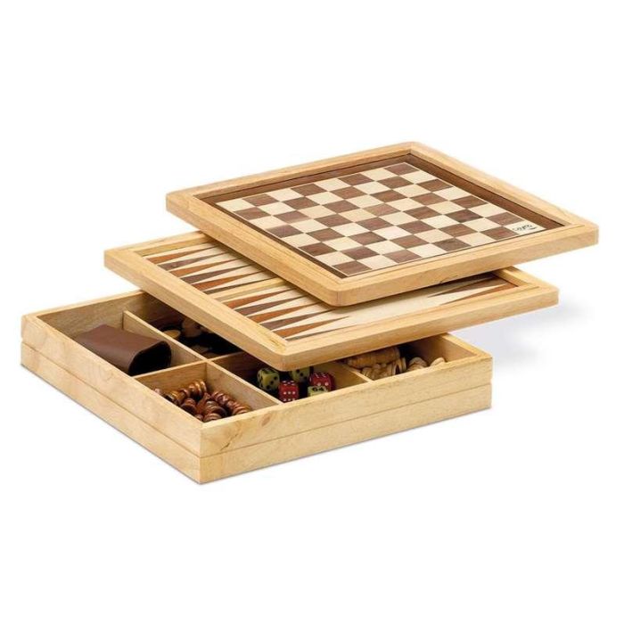 Cayro Juego Marqueteria Ajedrez Damas Backgammon Madera 1