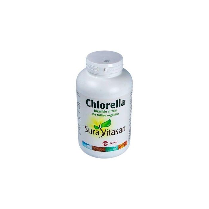 SURA VITASAN Chlorella 100% Pura Orgánica 300 Cápsulas Microalga Verde de Alta Digestibilidad con Clorofila