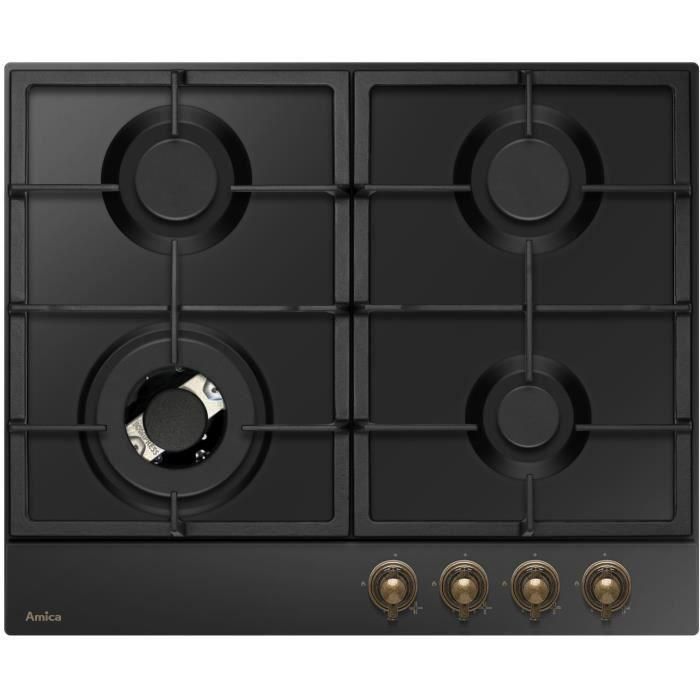 Placa de gas - AMICA - 4 quemadores - 9,9 x 59 x 52 - PGA6101ApCb RETRO - Negro 0 Placa de gas - AMICA - 4 quemadores - 9,9 x 59 x 52 - PGA6101ApCb RETRO - Negro 0