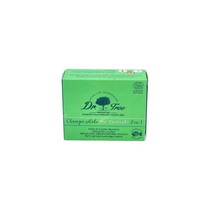 Dr. Tree Champú Sólido 2 en 1 Uso Frecuente. Limpieza y Acondicionamiento. Aceites Romero y Eucalipto. 99,7% Natural. 75g.