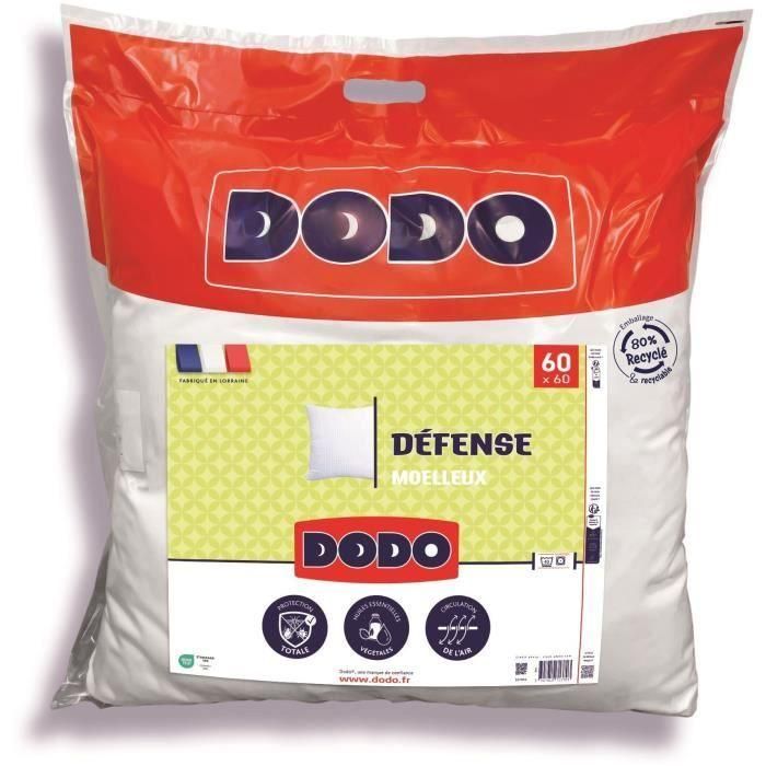 DODO - Almohada DEFENSA - 60 x 60 cm - 100% Poliéster VOLUPT'AIR - Blanco