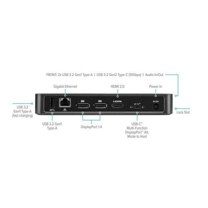 Targus DOCK430EUZ Base de Conexión USB-C para Portátiles Replicador Puertos 85W PD Video 4K Dual DisplayPort HDMI Gigabit Ethernet Negro 2