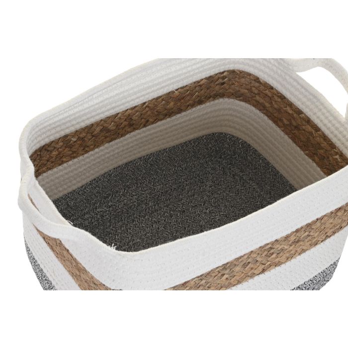 DKD Home Decor Set de 3 Cestas Básicas Hechas a Mano para Organización y Almacenamiento de Fibra y Algodón Blanco Natural L27xW36xH27 cm 1 DKD Home Decor Set de 3 Cestas Básicas Hechas a Mano para Organización y Almacenamiento de Fibra y Algodón Blanco Natural L27xW36xH27 cm 1