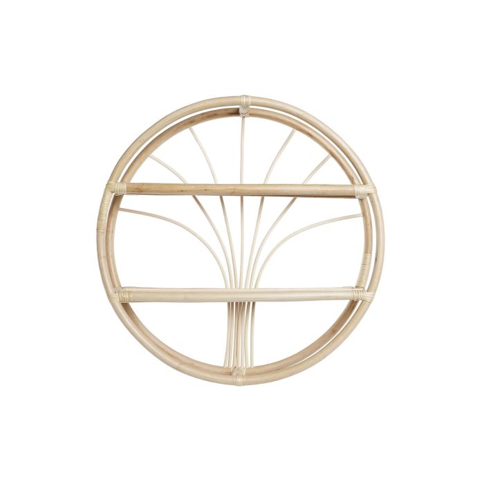 DKD Home Decor Estantería de Pared Balines de Ratán Natural 60x60x14 cm con 2 Baldas