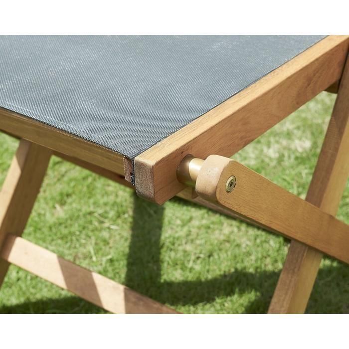 Conjunto de 2 sillas de madera de acacia FSC y textilene - Gris 3 Conjunto de 2 sillas de madera de acacia FSC y textilene - Gris 3