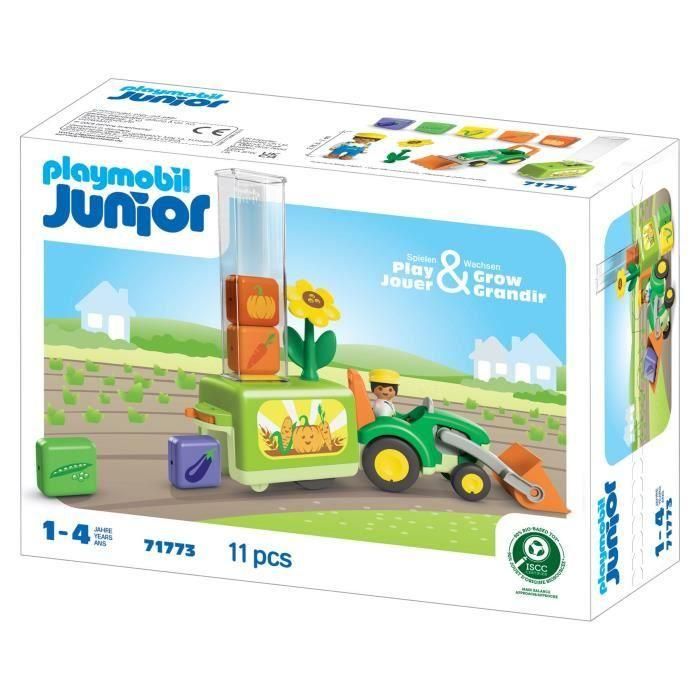 Playmobil 71773 Tractor con Sembradora JUNIOR: Descubre, Clasifica y Transporta para Niños +12 Meses con Piezas Vegetales 3