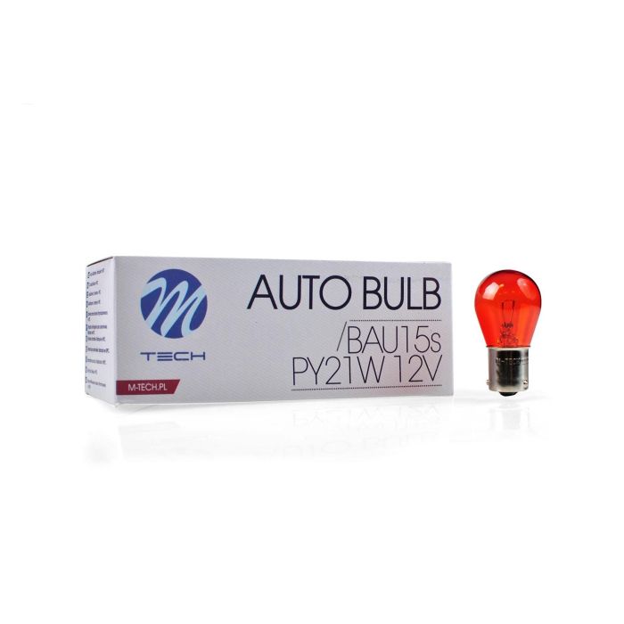 M-Tech MTECZ36 Lámpara Halógena PY21W BAU15s 12V 21W Ámbar Vidrio Cuarzo Templado Pack de 10 Unidades M-Tech MTECZ36 Lámpara Halógena PY21W BAU15s 12V 21W Ámbar Vidrio Cuarzo Templado Pack de 10 Unidades