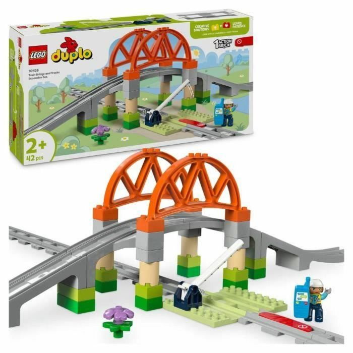 Set de expansión LEGO DUPLO My Town 10426: vías de tren y puente - Juguetes de aprendizaje temprano