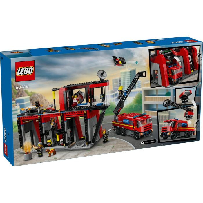 LEGO 60414 City Set de Construcción Estación de Bomberos y Camión de Bomberos con Figura de Perro y 5 Minifiguras 12