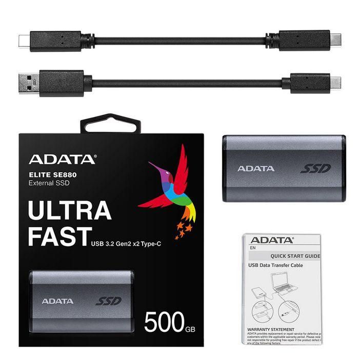 ADATA 500GB, USB-C, 2000 MBps, 64.8 x 35 x 12.25 mm, Titanium Grey 6 ADATA 500GB, USB-C, 2000 MBps, 64.8 x 35 x 12.25 mm, Titanium Grey 6