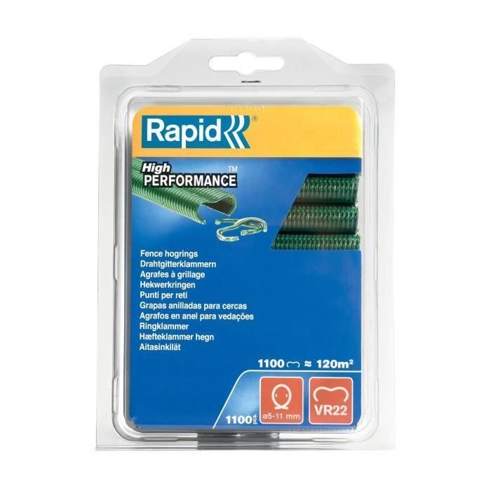 Rapid VR22 Grapas Agraf para Malla Metálica, Clips Laminados en Color Verde para Fijación de Mallas de Alambre - Pack de 1100 Unidades 1