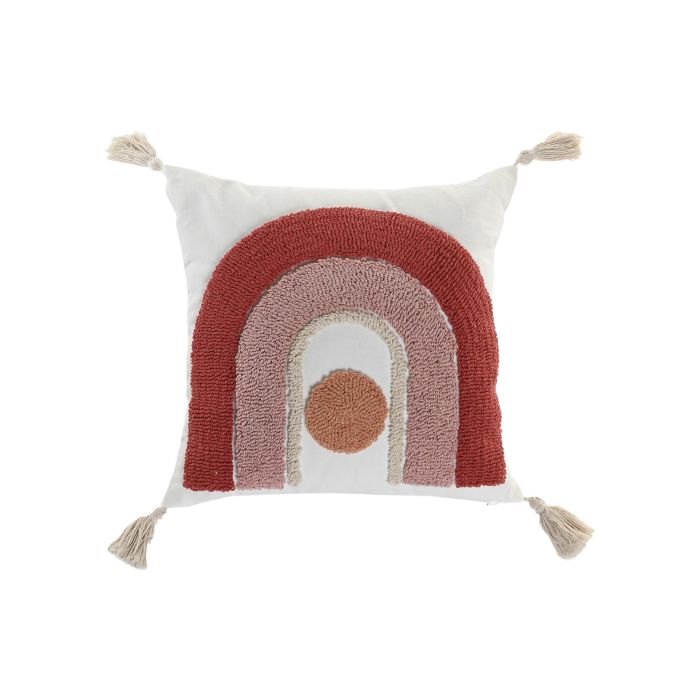 DKD Home Decor Cojín Urban Poliéster Blanco y Rosa 45 x 45 cm (2 Unidades)