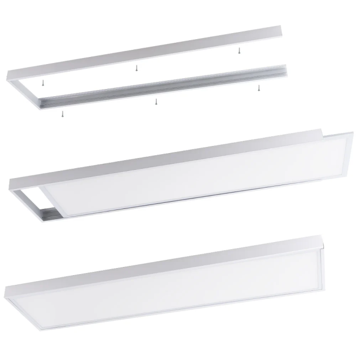 BX3 LIGHT Marco de Instalación en Superficie para Panel LED 1200x300 mm BX3-M-P-1200300 - Compatible con Techos de Pladur y Hormigón BX3 LIGHT Marco de Instalación en Superficie para Panel LED 1200x300 mm BX3-M-P-1200300 - Compatible con Techos de Pladur y Hormigón