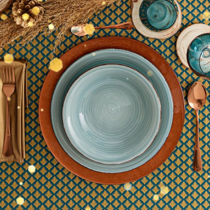 Quid Vajilla Vita Aqua Cerámica 18 Piezas para 6 Personas Azul Apto Microondas Lavavajillas 5