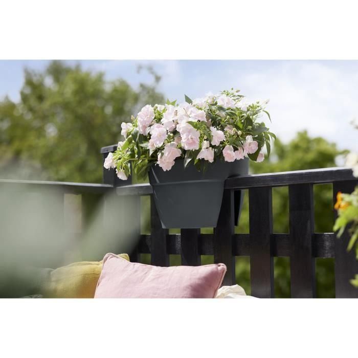 ELHO - Maceta - Vibia Campana Flower Bridge 40 - Antracita - Balcón exterior - L 26 x W 39 x H 22 cm 1 ELHO - Maceta - Vibia Campana Flower Bridge 40 - Antracita - Balcón exterior - L 26 x W 39 x H 22 cm 1