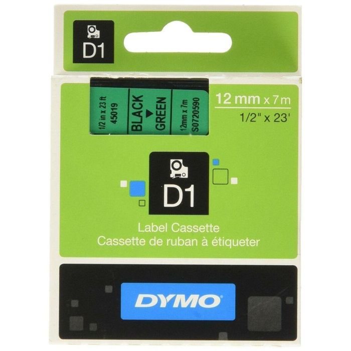 Cinta Laminada para Rotuladoras Dymo D1 45019 12 mm LabelManager™ Verde Negro (5 Unidades) 2