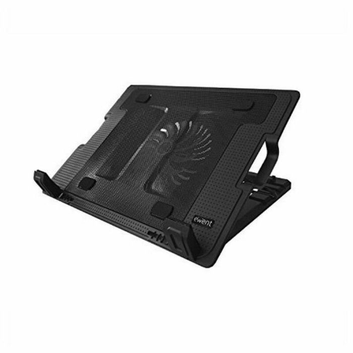 Ewent Soporte Base Refrigeración para Ordenador Portátil hasta 17", Ventilador Silencioso 125mm, 5 Ángulos Ajustables, 2 Puertos USB 2