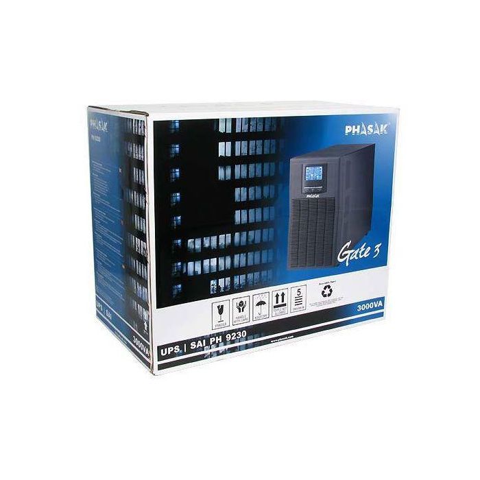 Phasak SAI PH 9230 Online 3000 VA / 3000W Doble Conversión Real Torre Pantalla LCD Onda Senoidal Pura 3