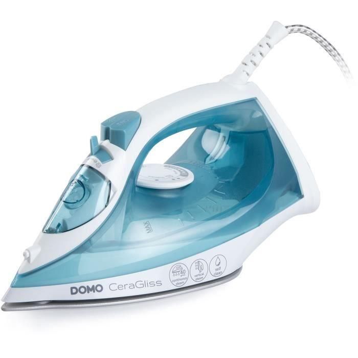 DOMO DO7060S Plancha de Vapor con Suela CeraGliss, 2400W, Vapor Continuo 40 g/min, Depósito 320ml, Azul/Blanco DOMO DO7060S Plancha de Vapor con Suela CeraGliss, 2400W, Vapor Continuo 40 g/min, Depósito 320ml, Azul/Blanco