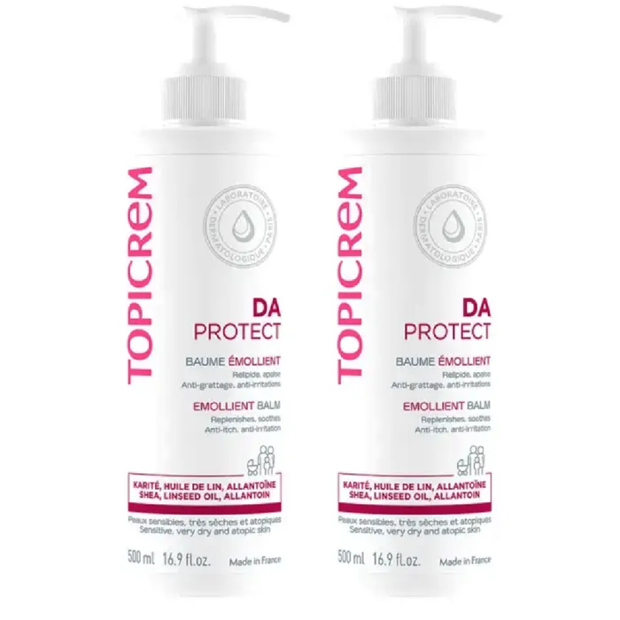 Topicrem Bálsamo Emoliente Pack 2 x 500 ml con Aceite de Lino y Alantoína para Piel Seca y Sensible