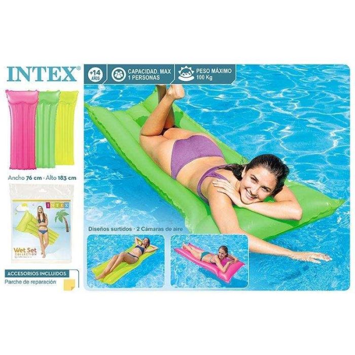 Intex Colchoneta 4 Tubos Colores Neon 183x76 cm 8