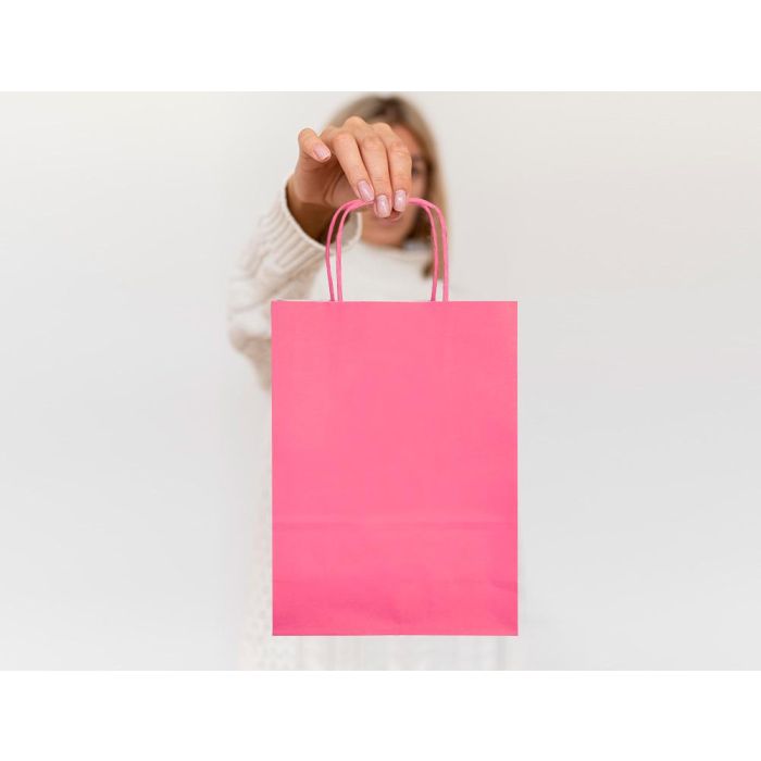 Bolsa Papel Q-Connect Celulosa Rosa M Con Asa Retorcida 270x370x12 mm 25 unidades 7