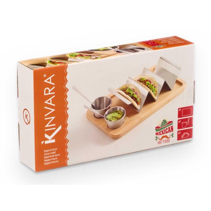 Soporte Tacos Bol Salsa Bambu Metal Kinvara 28X5CM (6 Unidades) 2 Soporte Tacos Bol Salsa Bambu Metal Kinvara 28X5CM (6 Unidades) 2