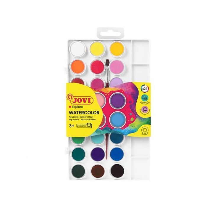 Jovi Acuarelas En Pastillas 22 mm Con Pincel Colores Surtidos Estuche 24 Ud Jovi Acuarelas En Pastillas 22 mm Con Pincel Colores Surtidos Estuche 24 Ud