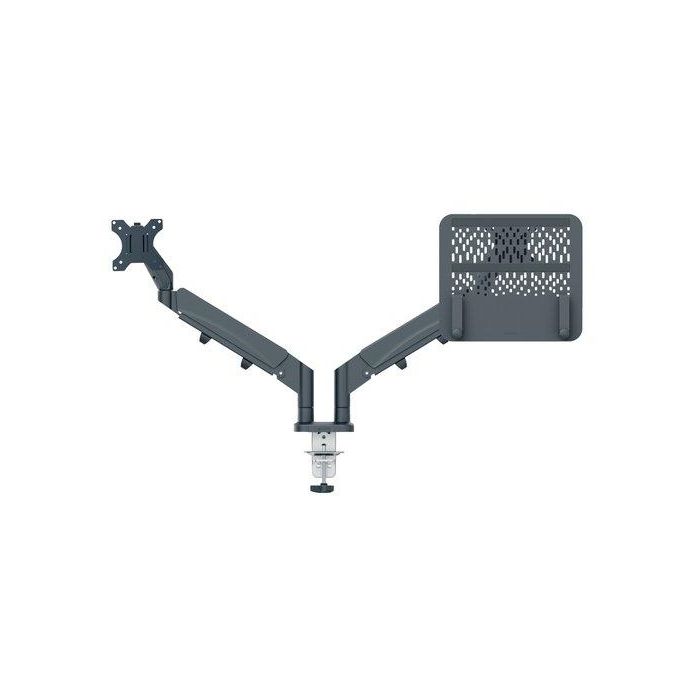 Soporte Brazo Monitor Leitz Ergo Space Saving Dual (Monitor+Portatil) Gris Oscuro