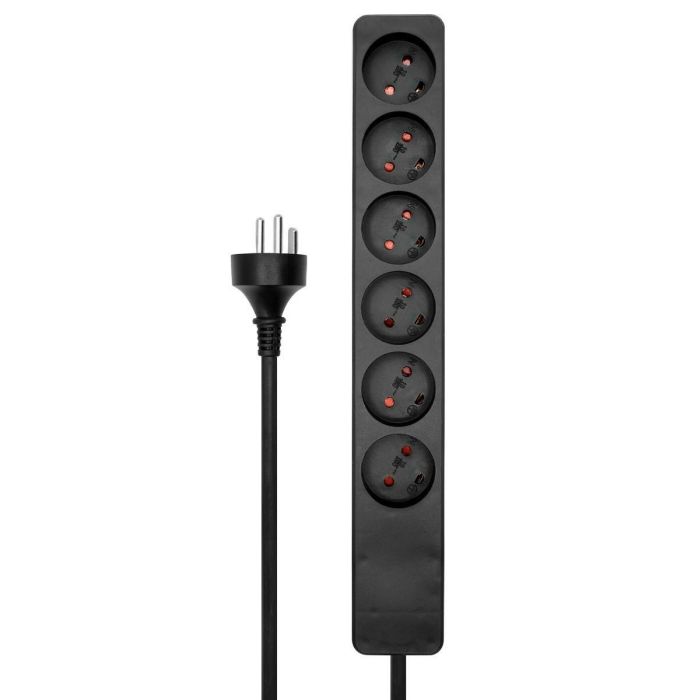 MicroConnect Danish Power Strip 6-way Black 1m cable 1 MicroConnect Danish Power Strip 6-way Black 1m cable 1
